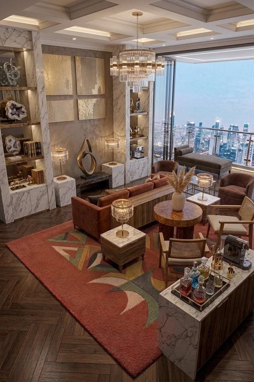 Hand Tufted Geometric Wool Rug, Abstract Mid Century Boho Carpet - image 5
