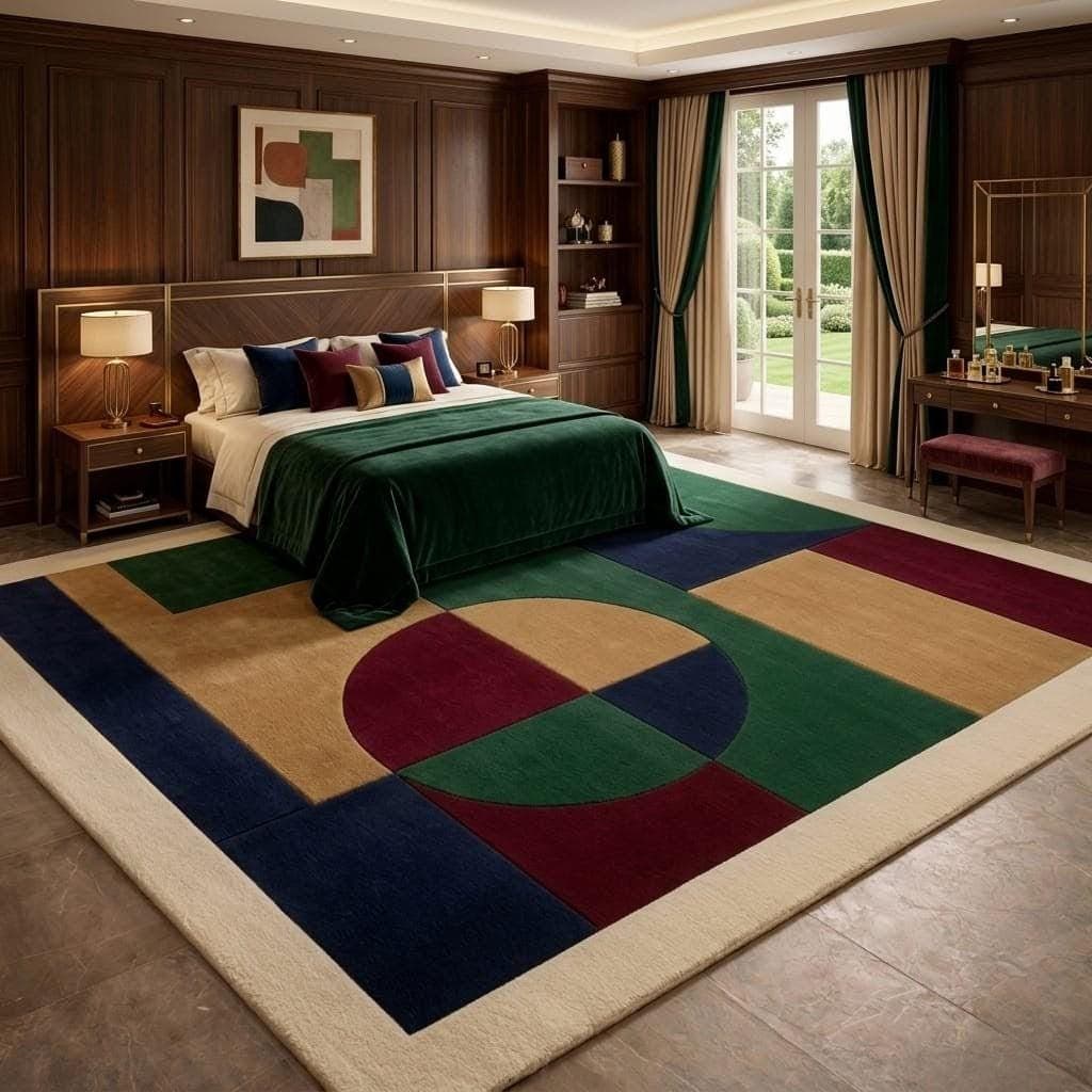 Luxury Geometric Area Rug, Modern Abstract Color Block Carpet, Designer Living Room Home - image 4