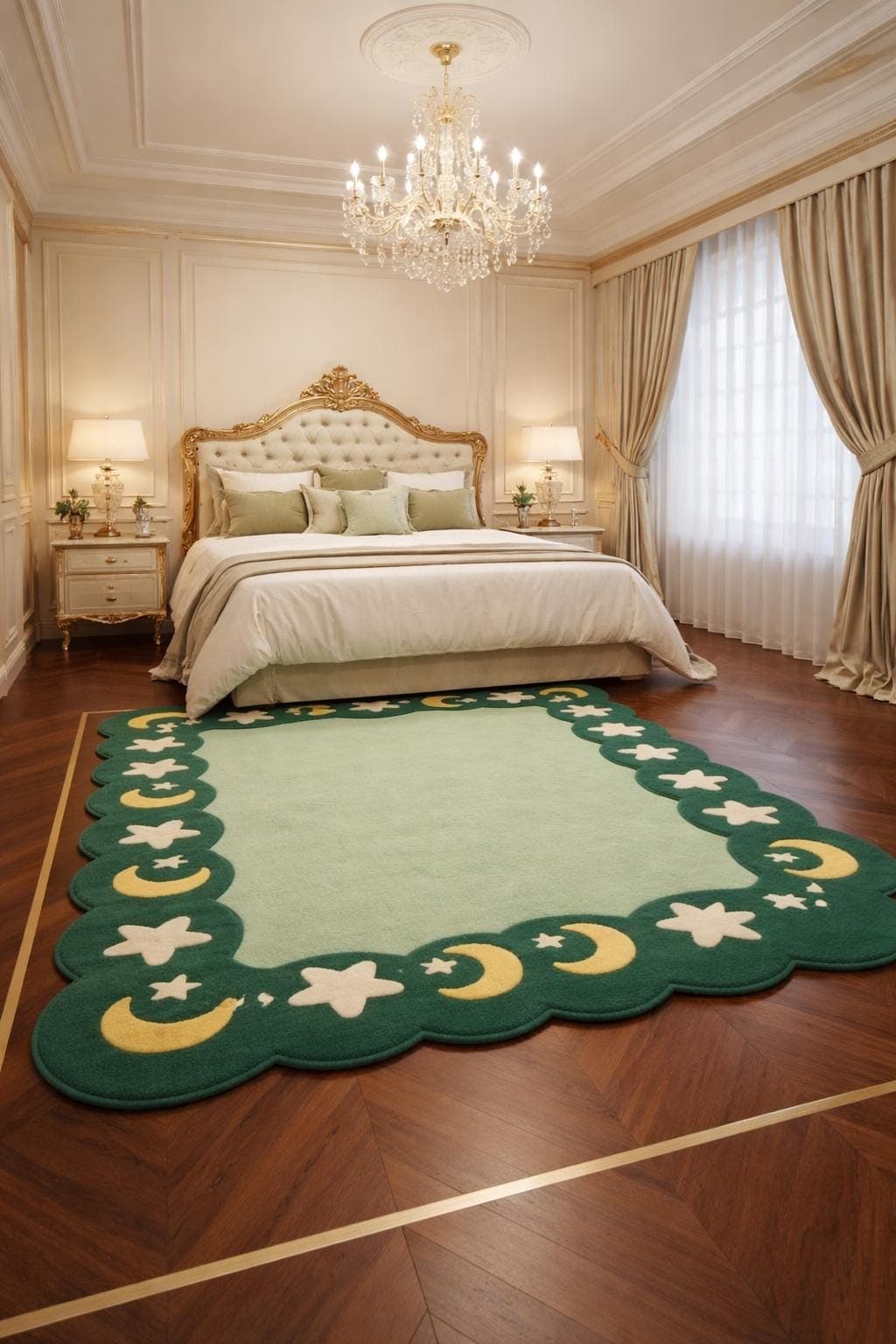 Green Plush Prayer Rug, Islamic Moon Star Carpet, Soft Namaz Mat, Ramadan Eid Gift - image 5