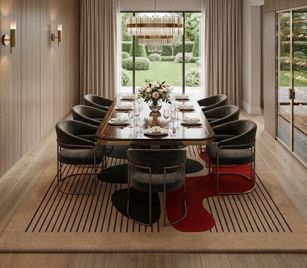 Modern Abstract Area Rug, Red Black Geometric Carpet, Contemporary Living Room Floor Carpet - image 4