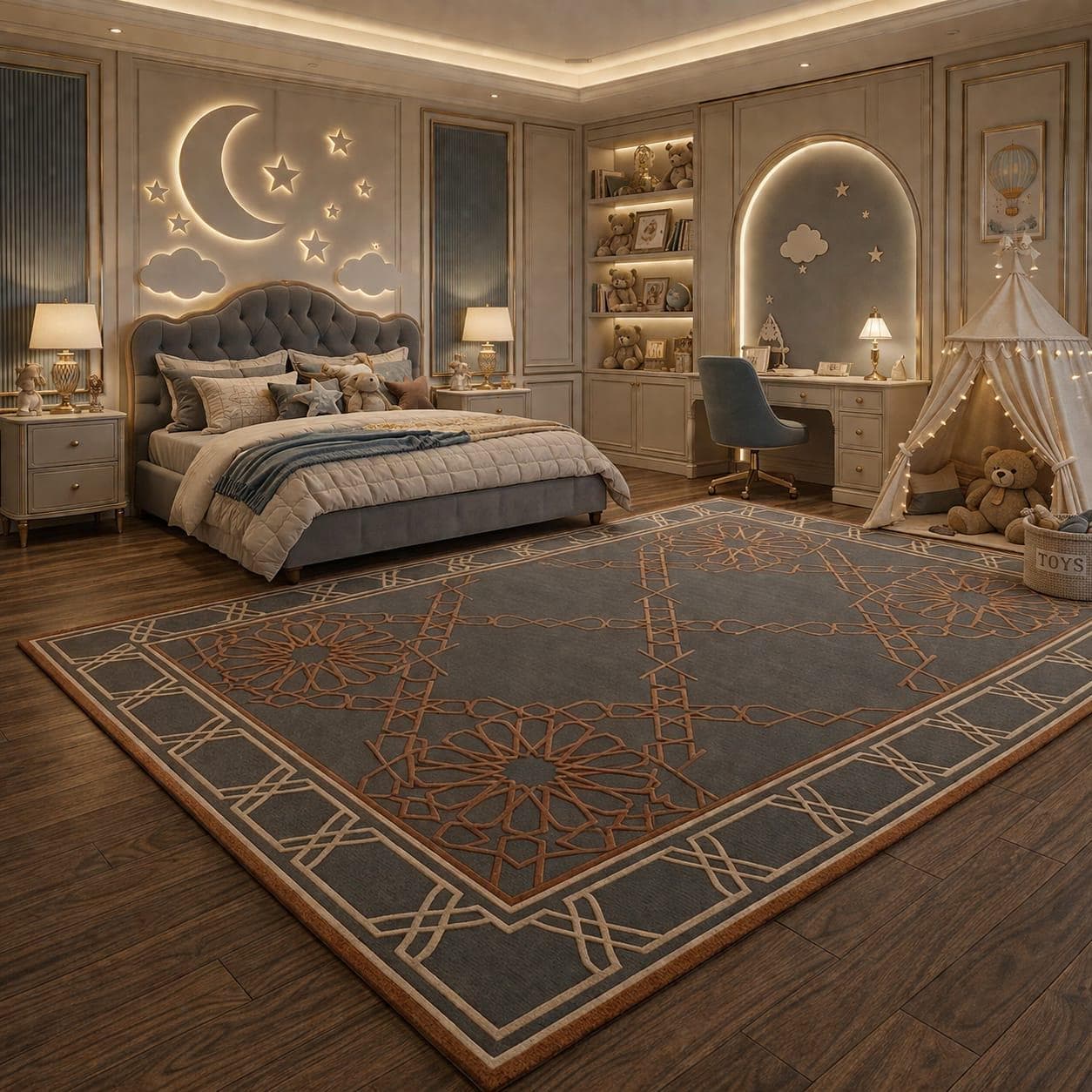 Dark Brown Geometric Area Rug, Modern Office Carpet, Elegant Living Room Floor Rug - image 5