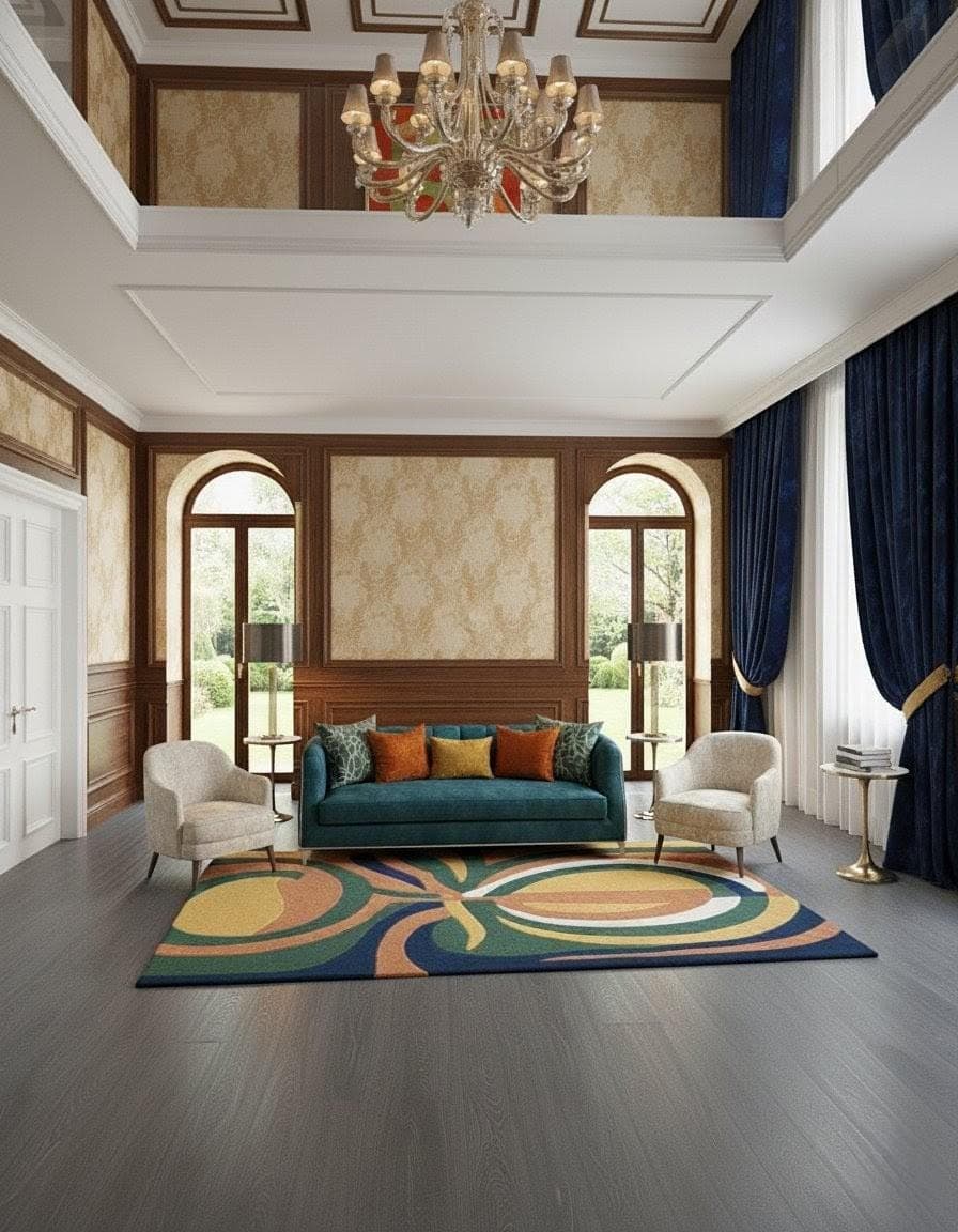 Modern Abstract Geometric Area Rug, Mid Century Carpet, Colorful Living Room Floor Rug - image 5