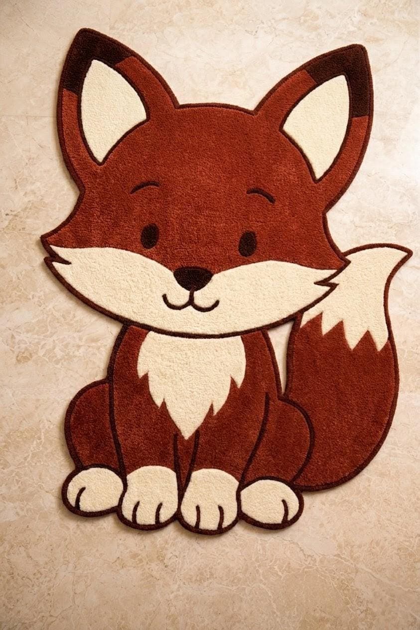 Cartoon Fox Shape Rug, Soft Tufted Animal Carpet, Kids Nursery Decor - image 4