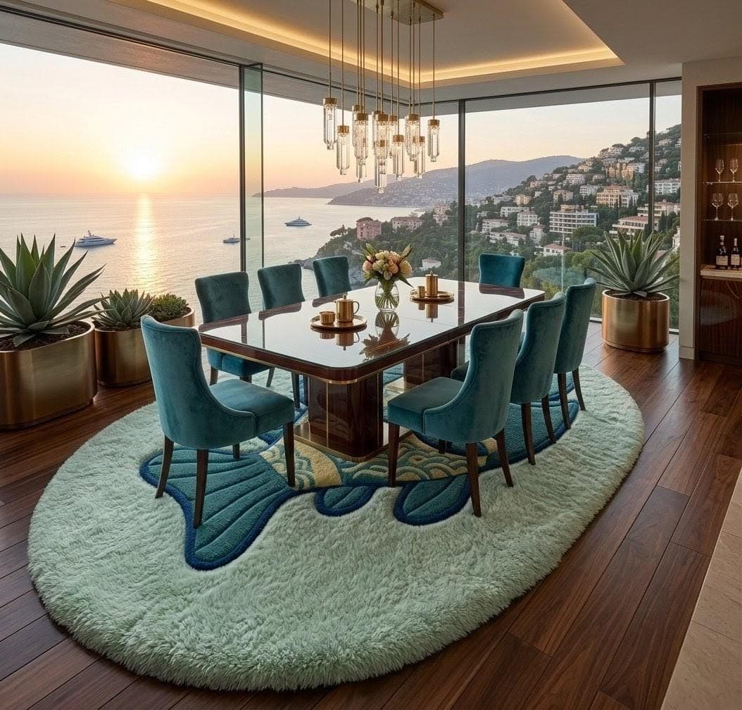 Fish Shape Area Rug, Ocean Theme Coastal Shaggy Carpet - image 4