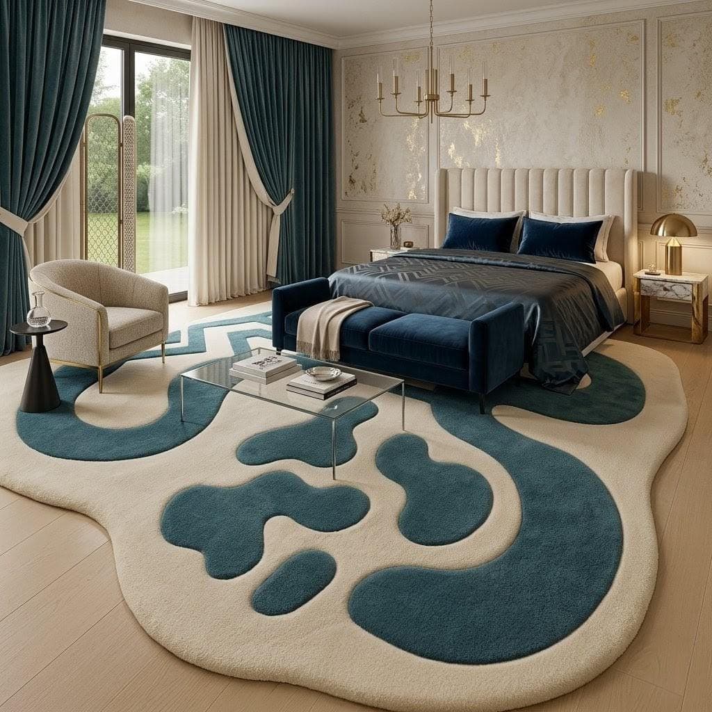 Modern Abstract Irregular Area Rug, Designer Statement Floor Carpet - image 3