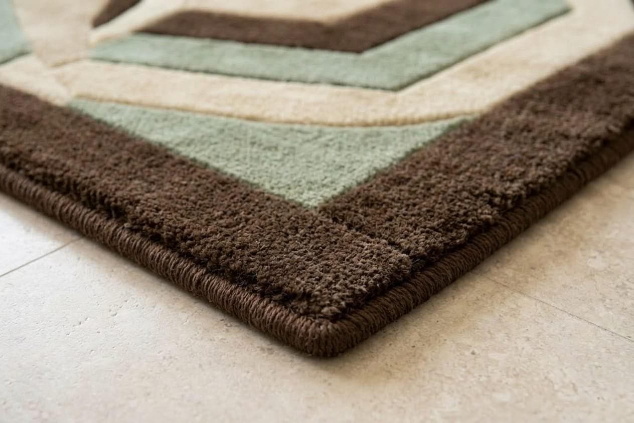 Geometric Abstract Area Rug, Beige Brown Green Living Room Carpet - image 3