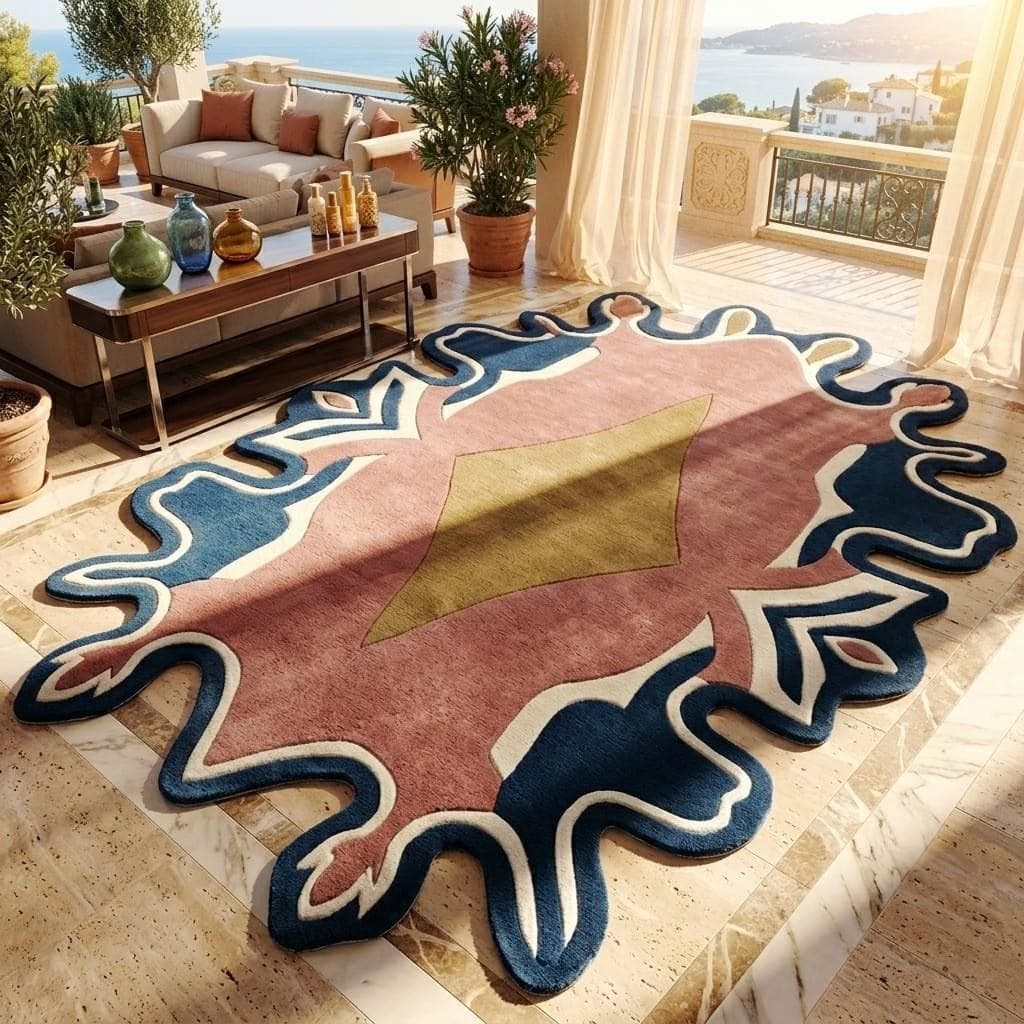 Luxury Abstract Irregular Shape Tufted Rug, Modern Designer Carpet - image 5