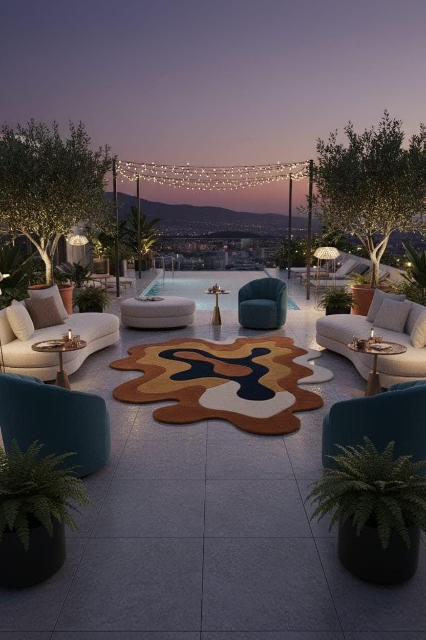 Abstract Irregular Shape Tufted Area Rug, Artistic Living Room Carpet - image 3