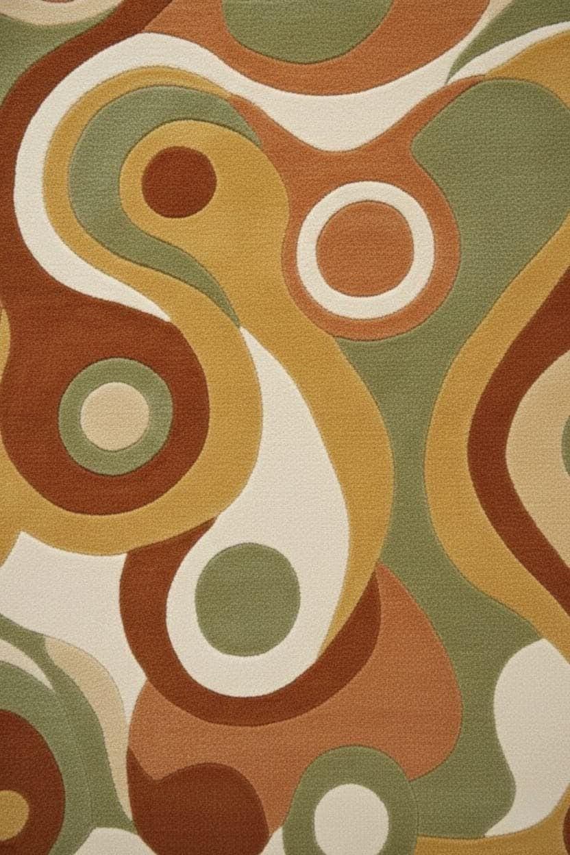 Abstract Organic Shape Rug, Modern Retro Wavy Carpet, Hand Tufted Living Room Decor - image 4