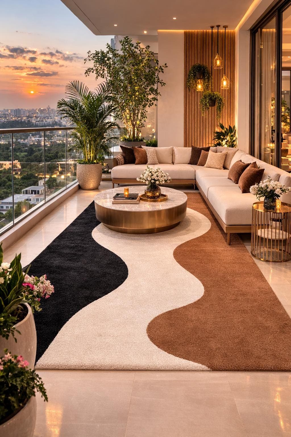 Modern Abstract Area Rug, Neutral Beige Black Brown Geometric Carpet, Luxury Living Room Rug - image 3