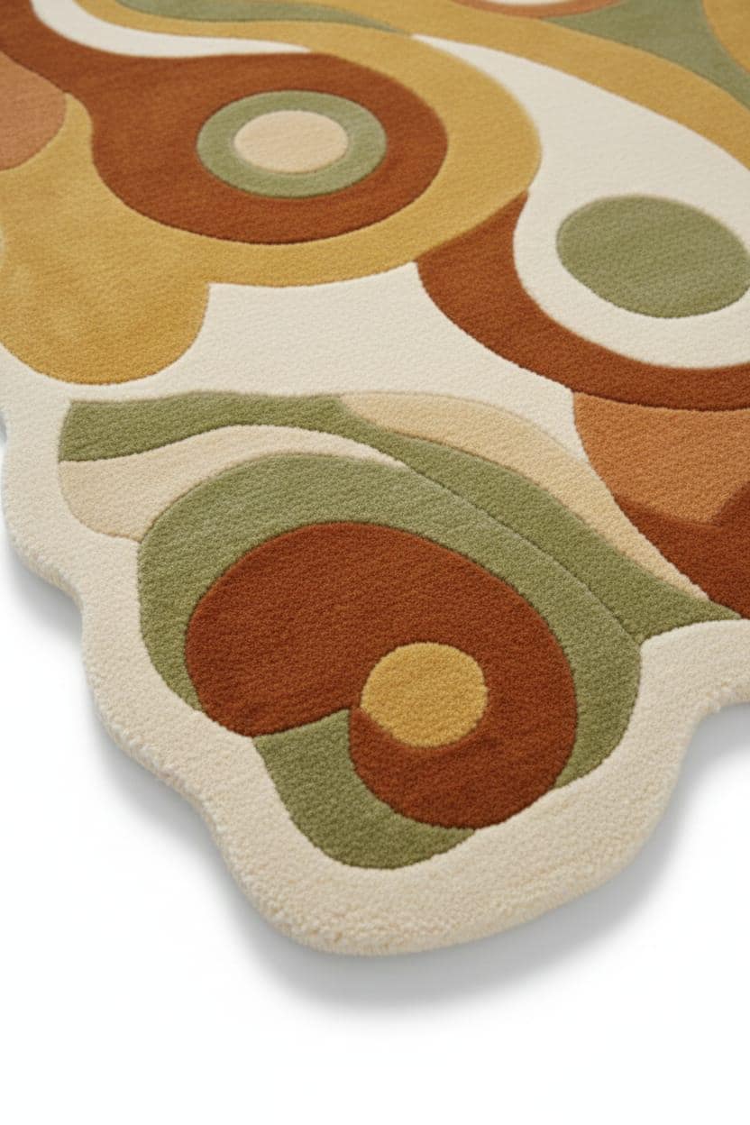 Abstract Organic Shape Rug, Modern Retro Wavy Carpet, Hand Tufted Living Room Decor - image 5