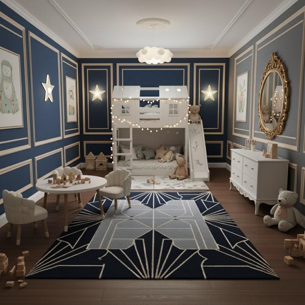 Art Deco Geometric Area Rug, Modern Black Cream Carpet, Living Room Floor Rug - image 4