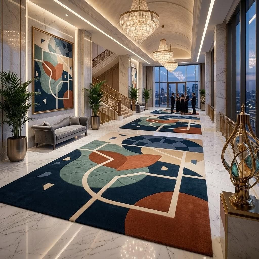 Modern Geometric Area Rug, Abstract Luxury Carpet, Contemporary Living Room Floor Rug - image 5