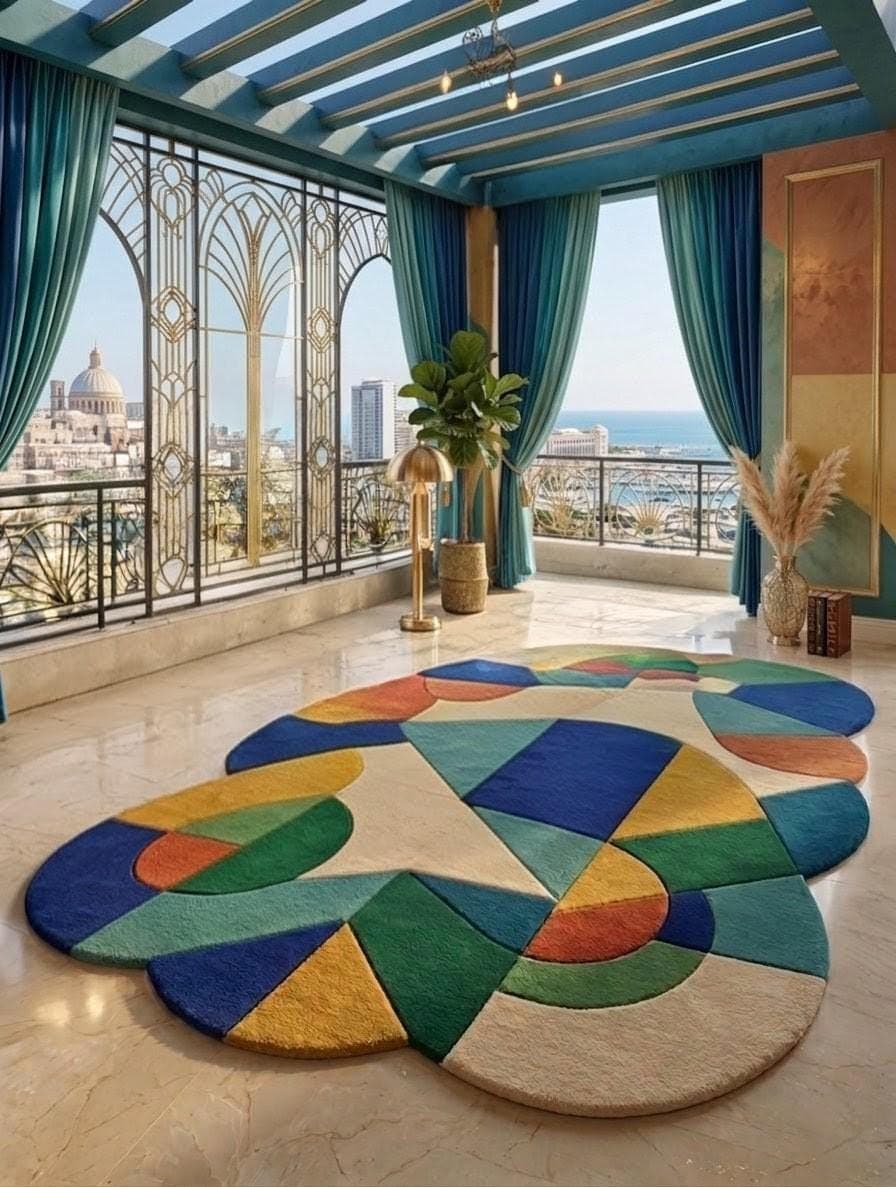 Irregular Shape Abstract Rug, Colorful Geometric Area Carpet, Modern Living Room Decor - image 4