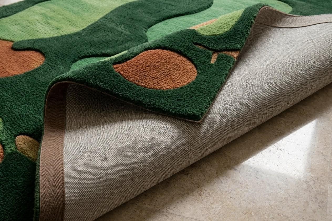 Green Abstract Golf Course Area Rug, Modern Artistic Carpet, Irregular Shape Floor Decor - image 3
