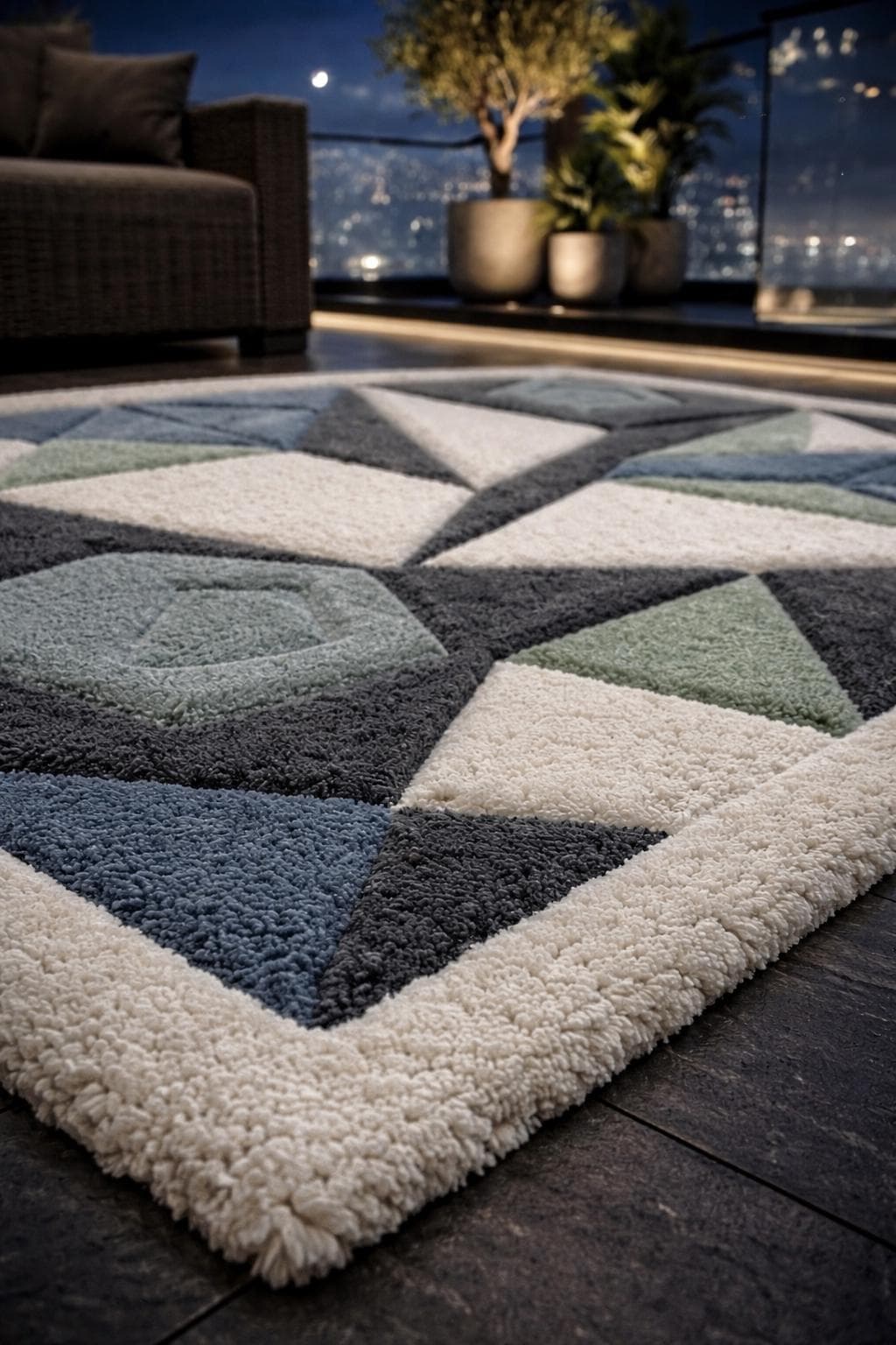 Modern Geometric Area Rug, Soft Plush Tufted Carpet, Scandinavian Living Room Decor - image 2