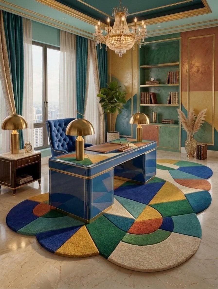 Irregular Shape Abstract Rug, Colorful Geometric Area Carpet, Modern Living Room Decor - image 3