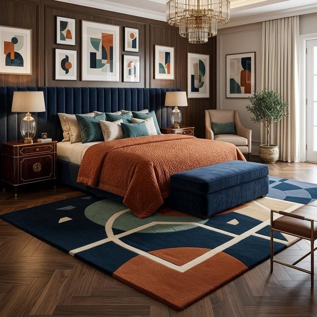 Modern Geometric Area Rug, Abstract Luxury Carpet, Contemporary Living Room Floor Rug - image 3