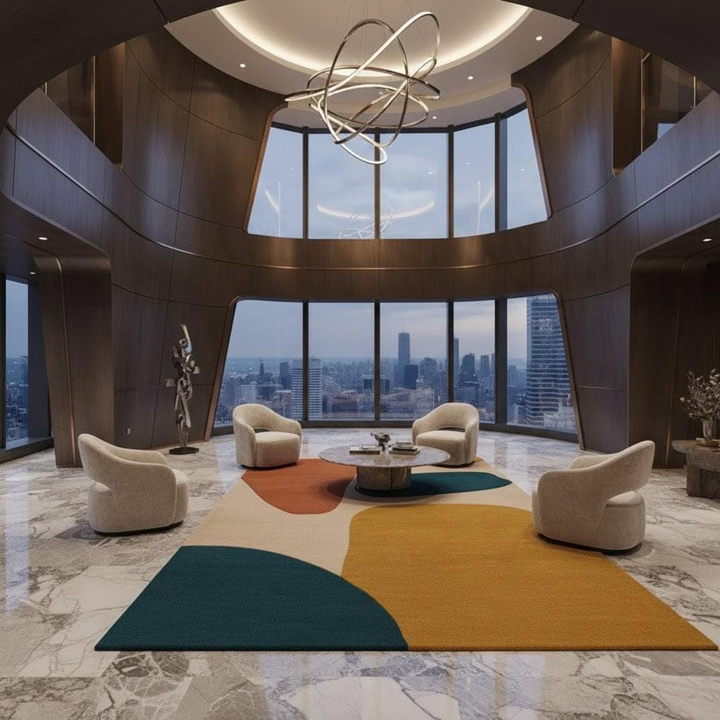 Modern Abstract Area Rug, Color Block Geometric Carpet, Scandinavian Minimalist Floor Mat - image 3