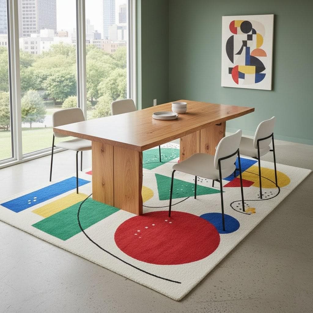 Colorful Geometric Bauhaus Area Rug, Modern Abstract Living Room Carpet - image 3