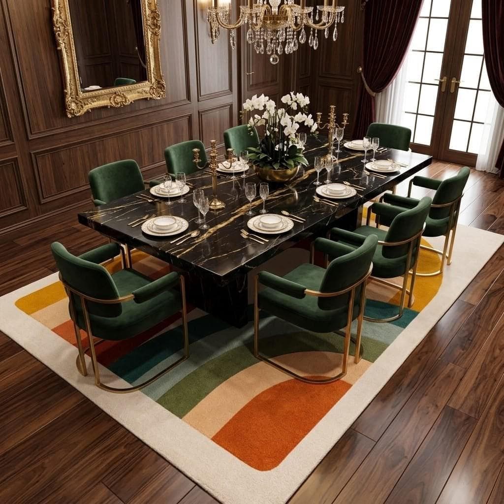 Abstract Rainbow Geometric Area Rug, Mid Century Style Living Room Carpet - image 5