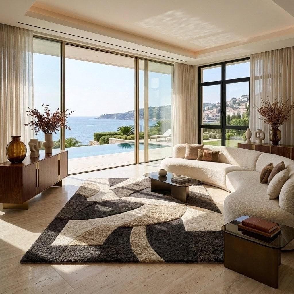 Modern Coastal Living Room Art Print, Ocean View Interior Wall Decor - image 3
