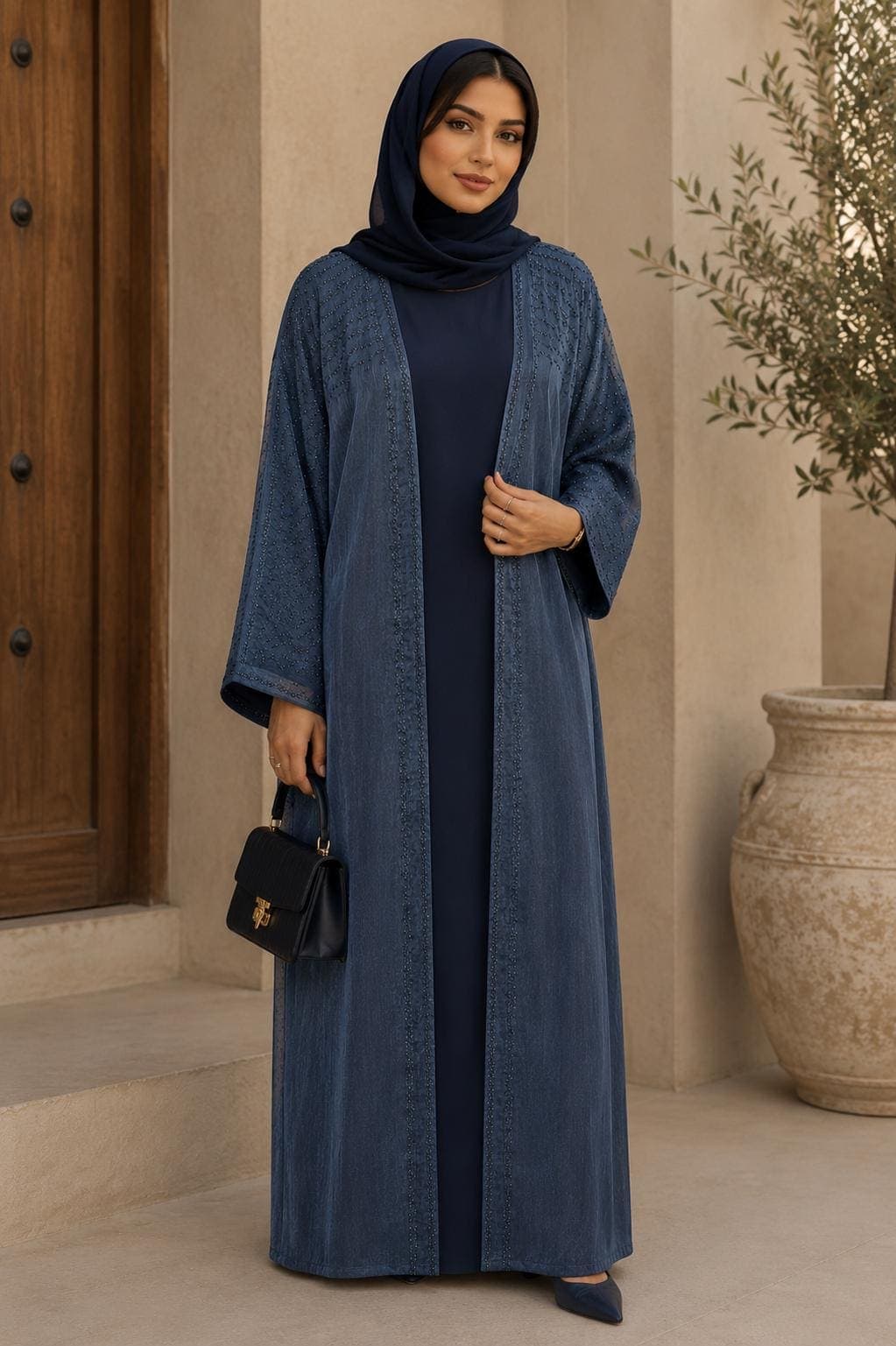 Organza two piece luxury abaya