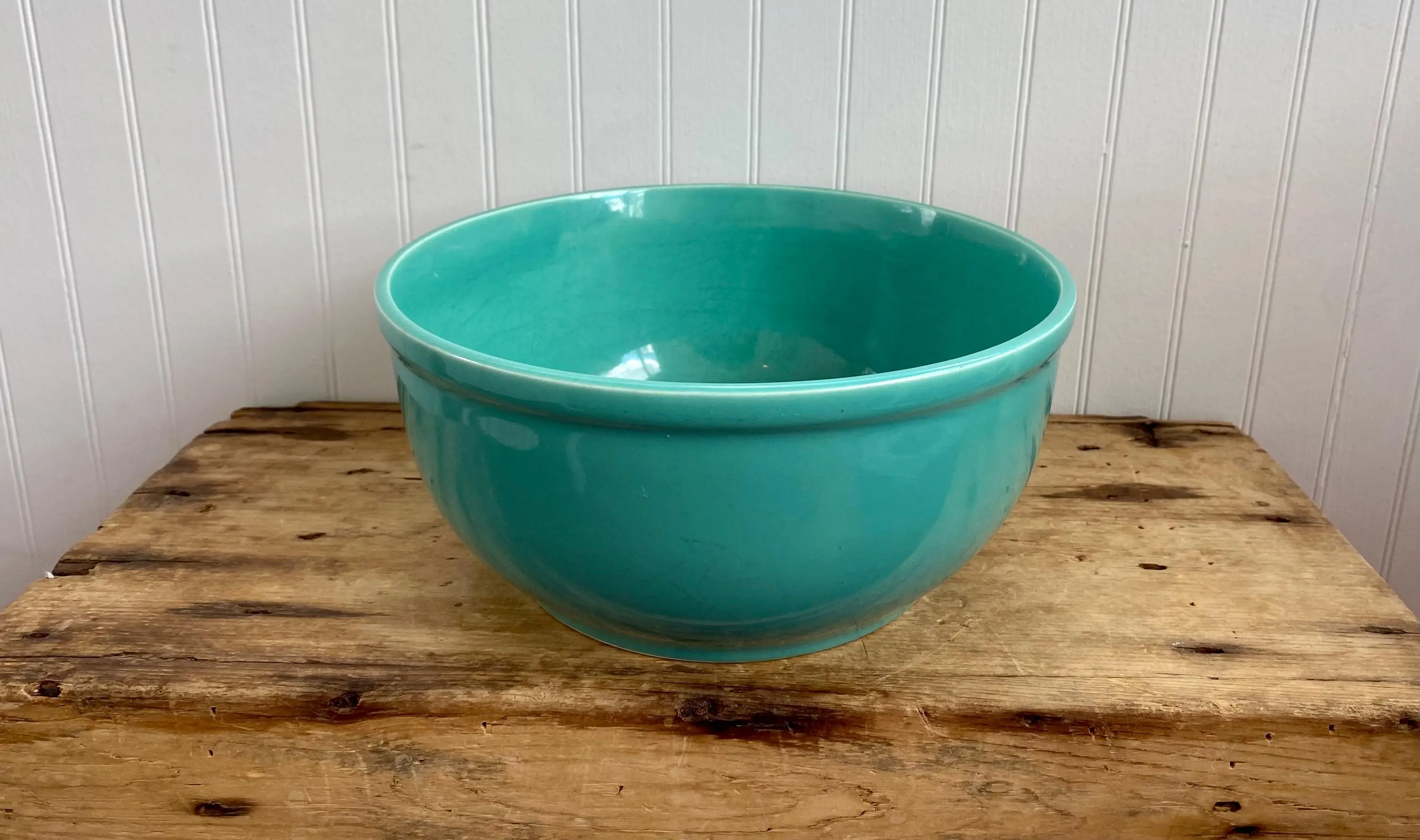 Vintage Turquoise Bowl. Ceramic, Stoneware. Art Pottery. Mixing, Baking, Kitchen Display. Japan.