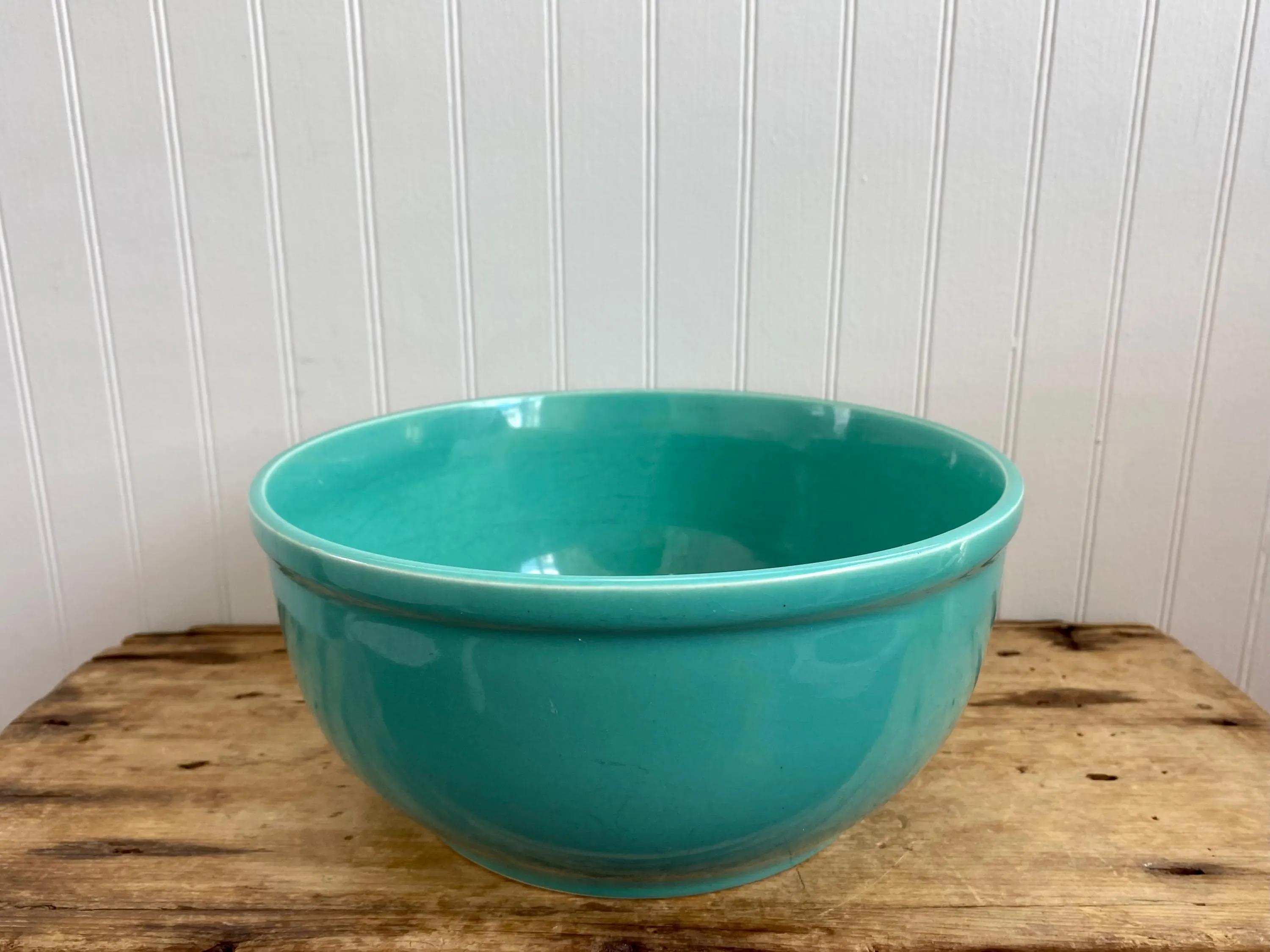 Vintage Turquoise Bowl. Ceramic, Stoneware. Art Pottery. Mixing, Baking, Kitchen Display. Japan. - image 3