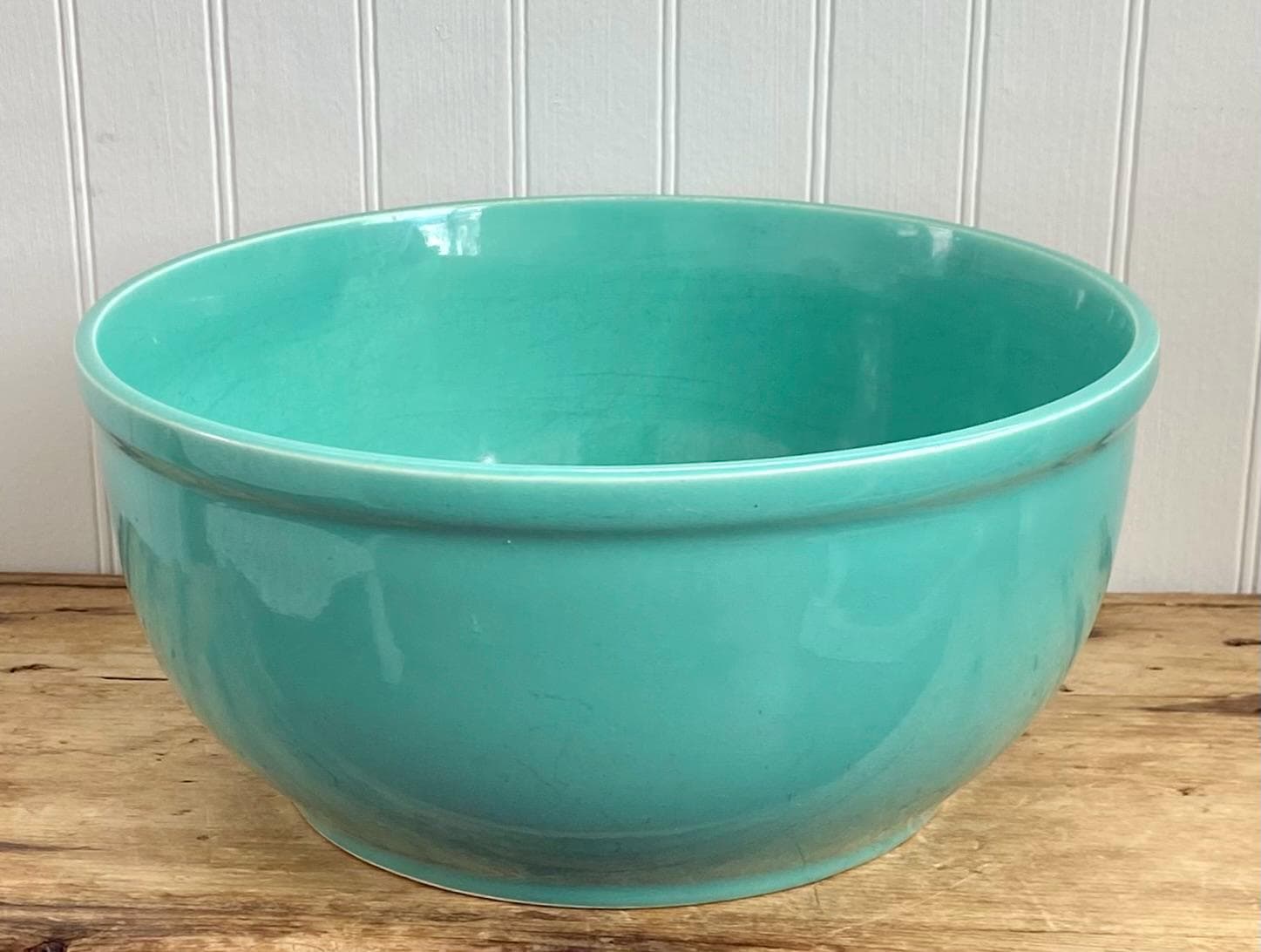 Vintage Turquoise Bowl. Ceramic, Stoneware. Art Pottery. Mixing, Baking, Kitchen Display. Japan. - image 4
