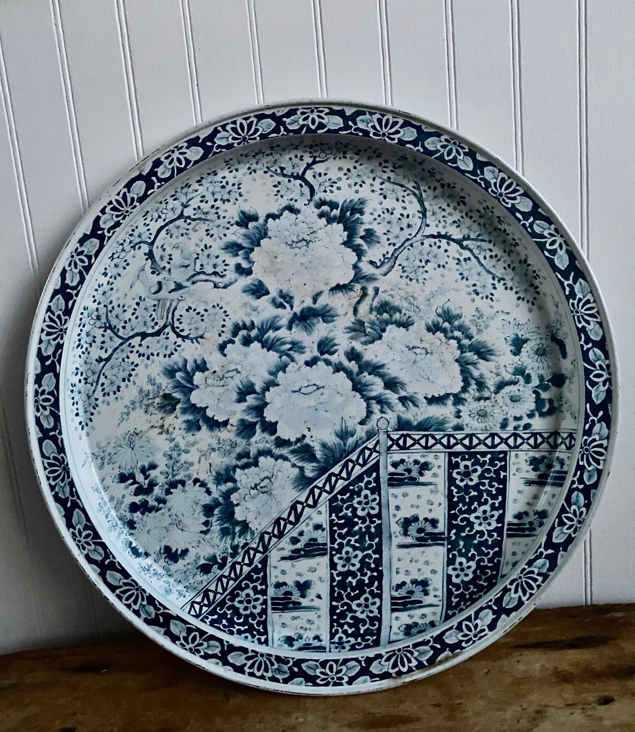 Vintage Metal Tray. Blue Willow. Fabcraft, USA, 1950s Collectible. Kitchen, Entertaining Ware. Ming Dynasty Replica. Spic and Span Gift.