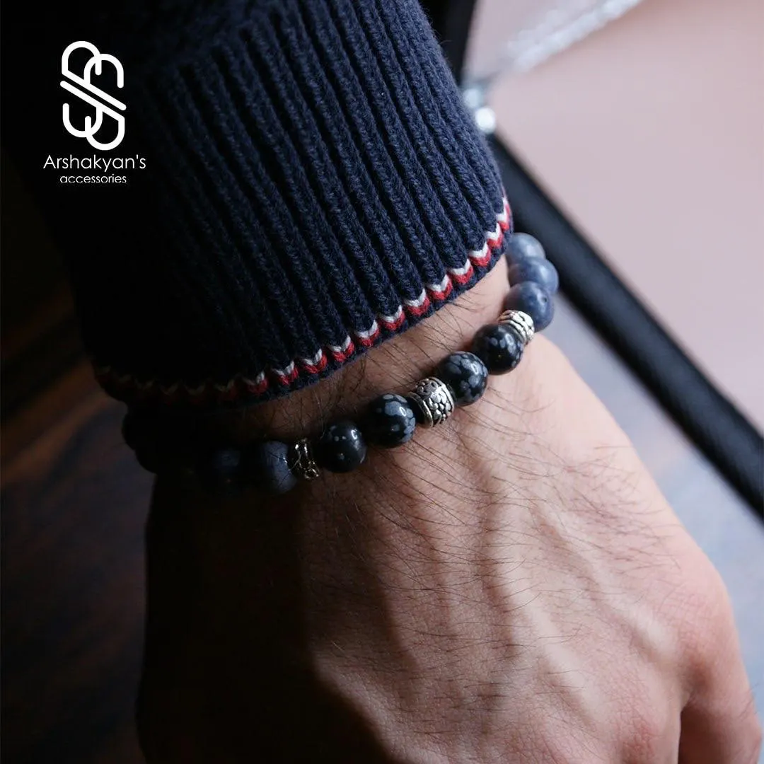 Handmade Snowflake Obsidian Beaded Bracelet – Natural Stone Accessory - image 3
