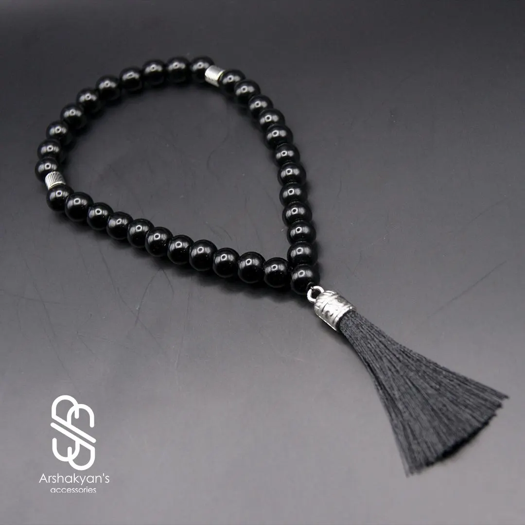 Black Onyx Tasbih 33 Beads, Muslim Prayer, Islamic Gemstone Dhikr Beads - image 3