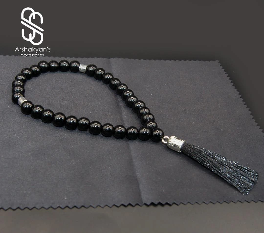 Black Onyx Tasbih 33 Beads, Muslim Prayer, Islamic Gemstone Dhikr Beads - image 5