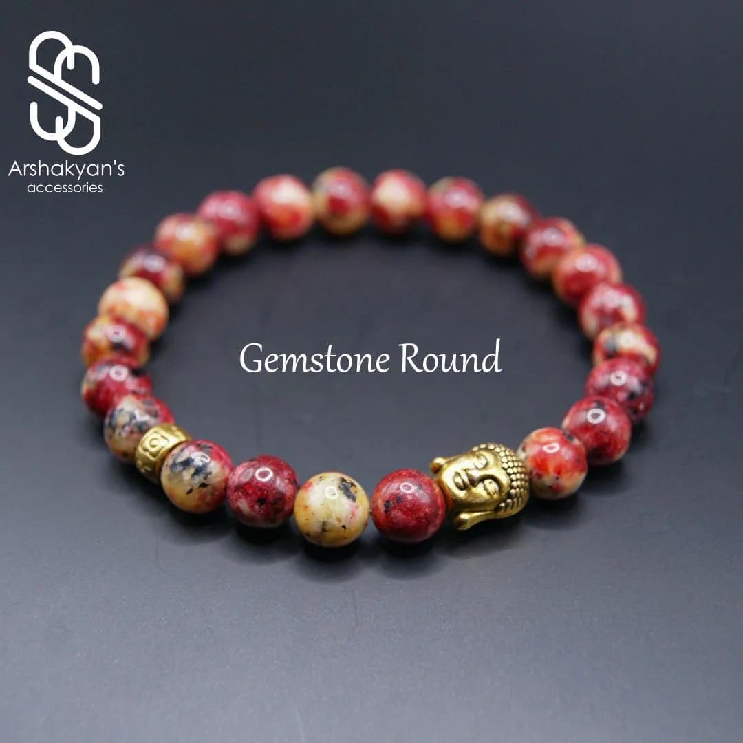 Unakite Handmade Bracelet - beaded natural stone, Gift for women