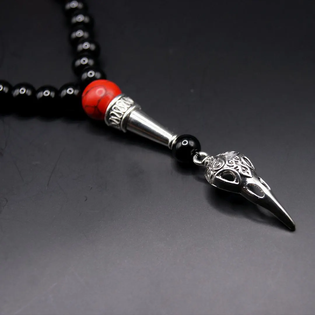 Black Red Tasbih Prayer Beads | Skull Charm 33 Bead Misbaha Dhikr Counter - image 3