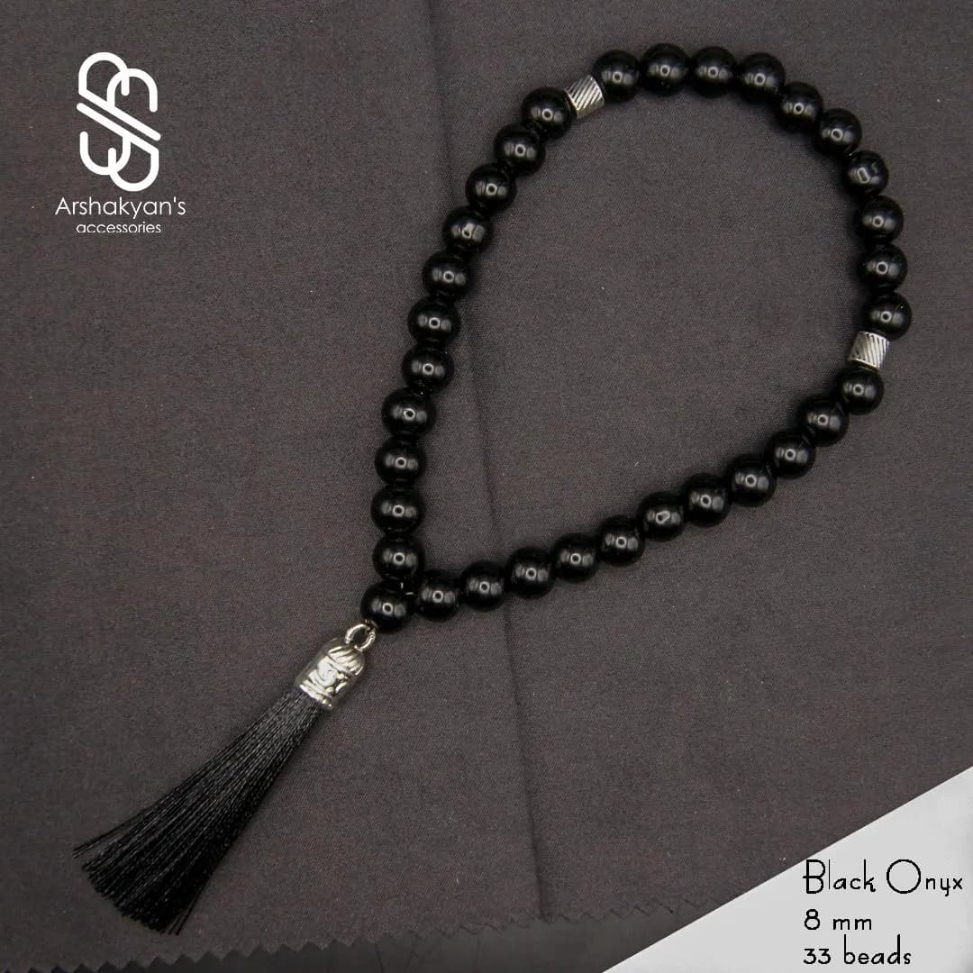 Black Onyx Tasbih 33 Beads, Muslim Prayer, Islamic Gemstone Dhikr Beads - image 4
