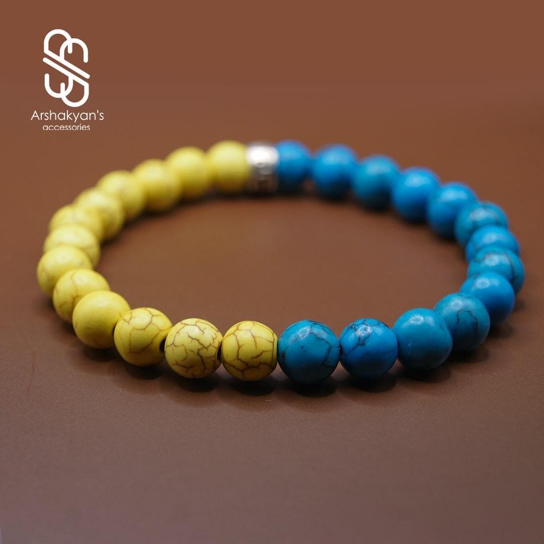 Ukrainian Flag Bracelet, Blue Yellow Beaded Support Jewelry - image 3