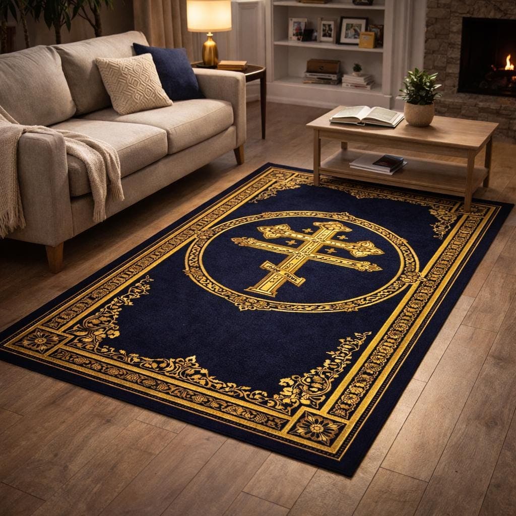 Orthodox Cross Christian Prayer Rug, Byzantine Christian Rug, Orthodox Prayer Mat, Church Rug, Religious Area Rug, Christian Home Decor - image 4