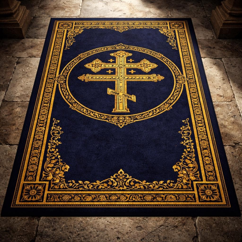 Orthodox Cross Christian Prayer Rug, Byzantine Christian Rug, Orthodox Prayer Mat, Church Rug, Religious Area Rug, Christian Home Decor