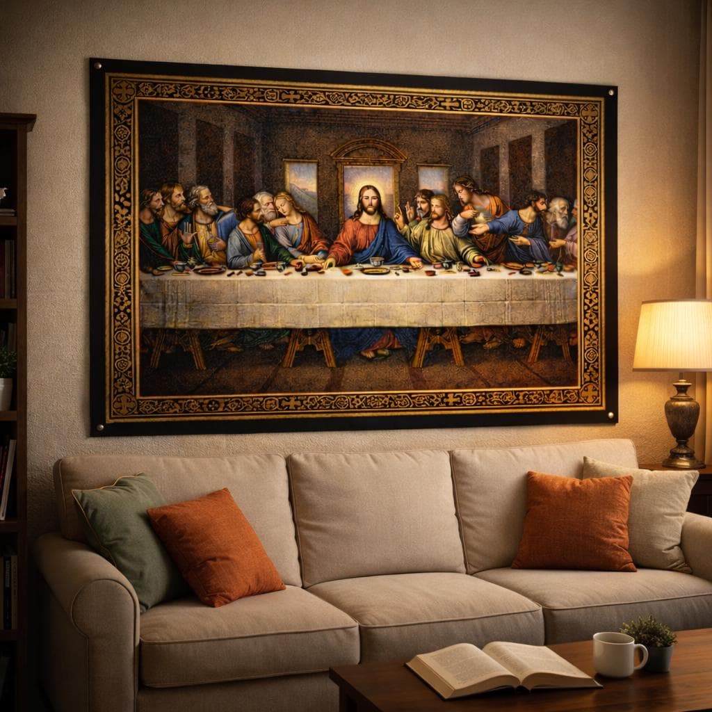 Last Supper Tapestry Wall Hanging,Christian Wall Art,Jesus Religious Tapestry,Christian Home Decor,Catholic Wall Tapestry,Biblical Art Decor - image 3