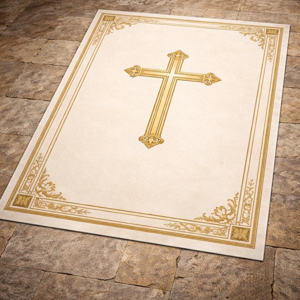Christian Cross Rug, Latin Cross Prayer Rug, Christian Prayer Mat, Church Rug, Religious Area Rug, Christian Home Decor Rug