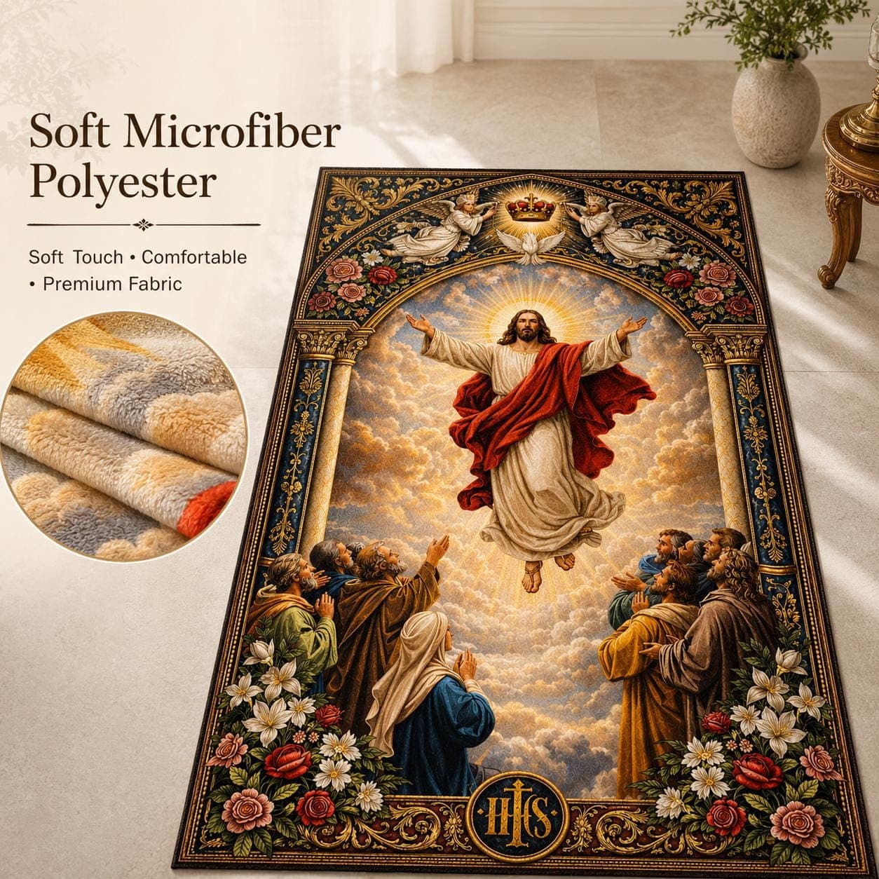 Ascension of Jesus Christian Prayer Mat, Catholic Home Altar Rug, Religious Kneeling Pad, Vintage Art Room Decor, Spiritual Gift for Home - image 5
