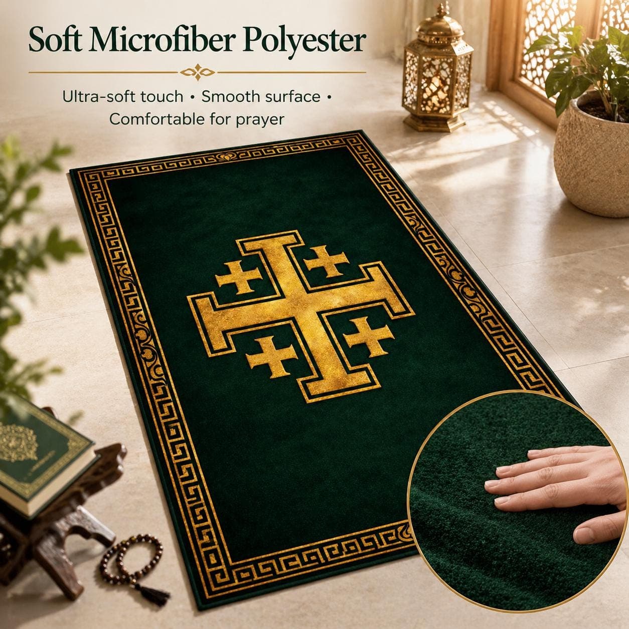 Catholic Prayer Rug Jerusalem Cross Kneeling Mat, Christian Home Decor & Altar Rug, Religious Spiritual Gift, Bible Study Floor Mat - image 5