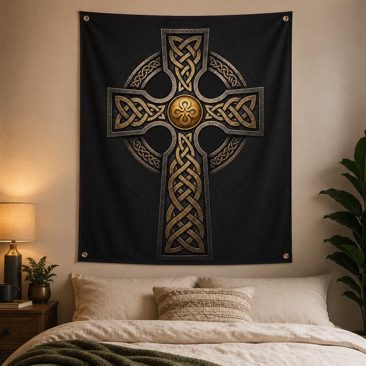 Celtic Cross Wall Hanging Rug, Christian Home Decor Tapestry, Irish Heritage Gift, Gothic Medieval Wall Art, Catholic Prayer Room Decor - image 4