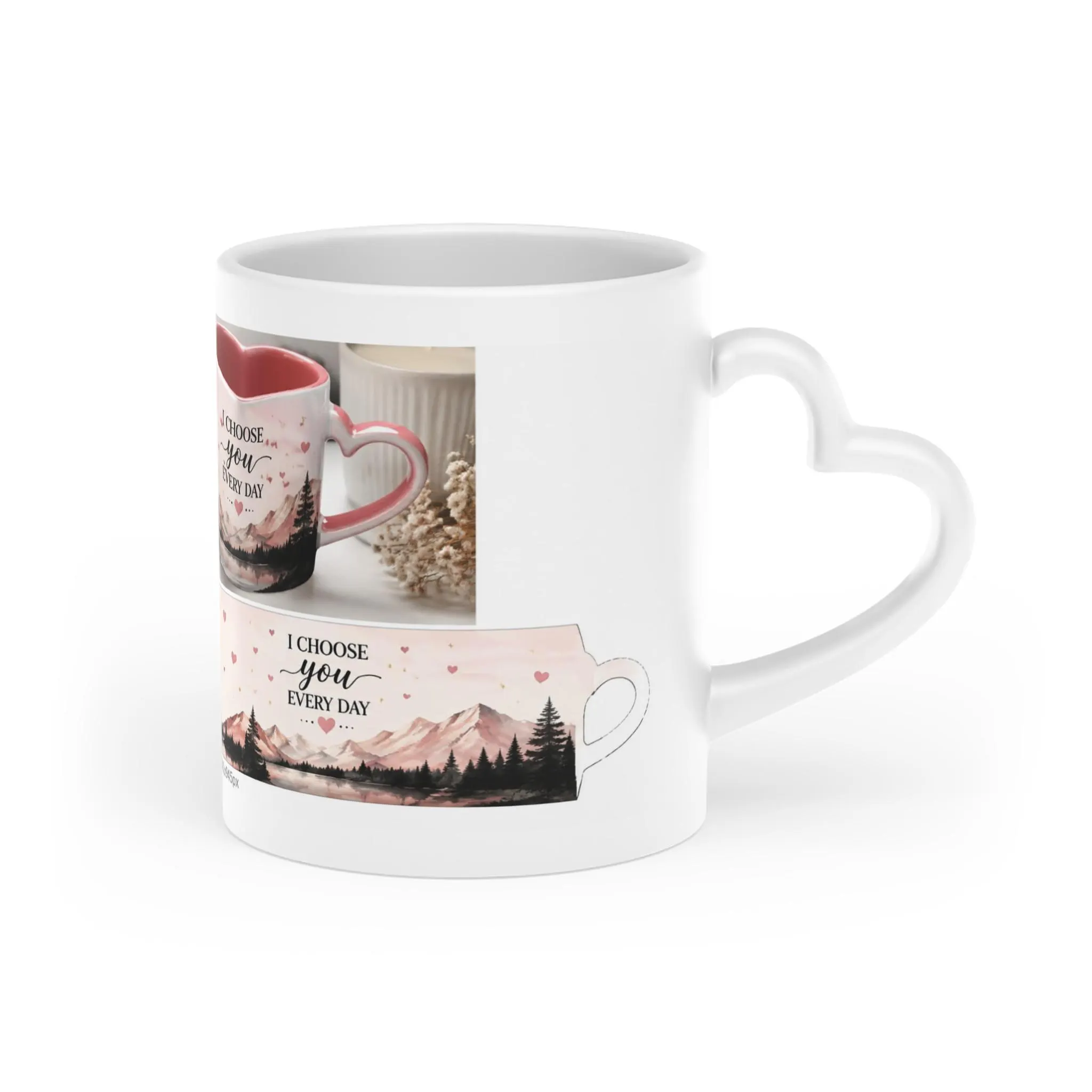 You Are My Person heart design Mug | Romantic script, pink mountains - image 5