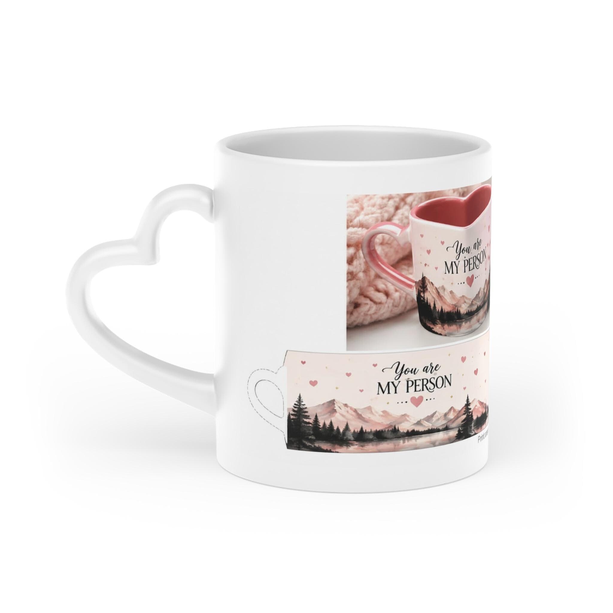 You Are My Person heart design Mug | Romantic script, pink mountains - image 4