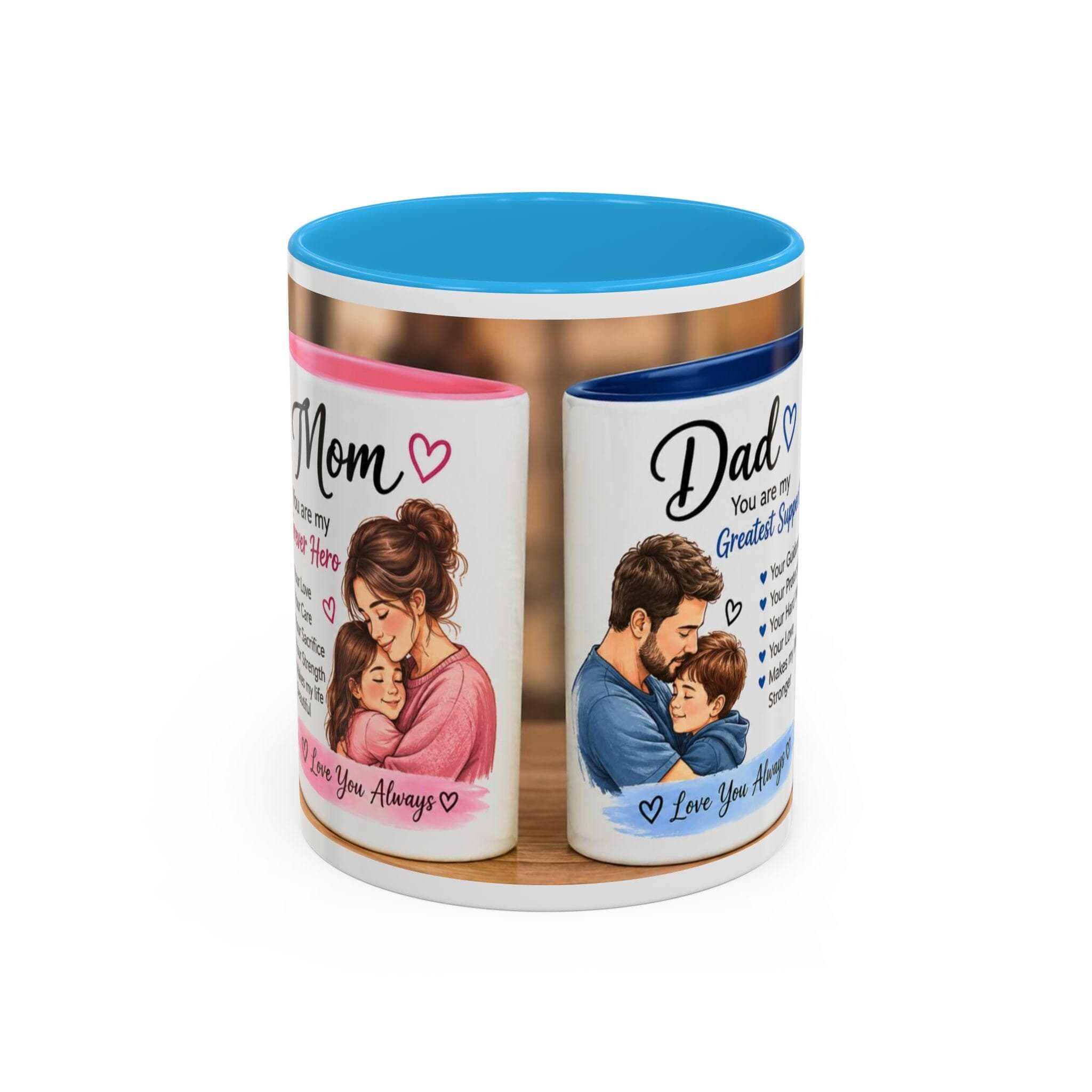 Mom and Dad Illustrated Parent and Child Love Mug | Accent Mug