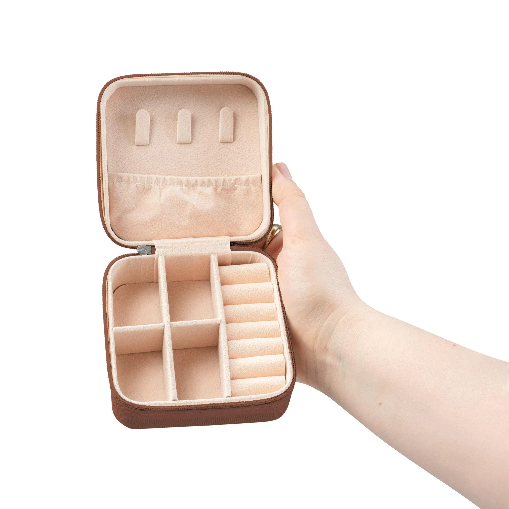 Classic Brown Jewelry Travel Case | Compact Organizer for Rings Earrings Necklaces - image 3
