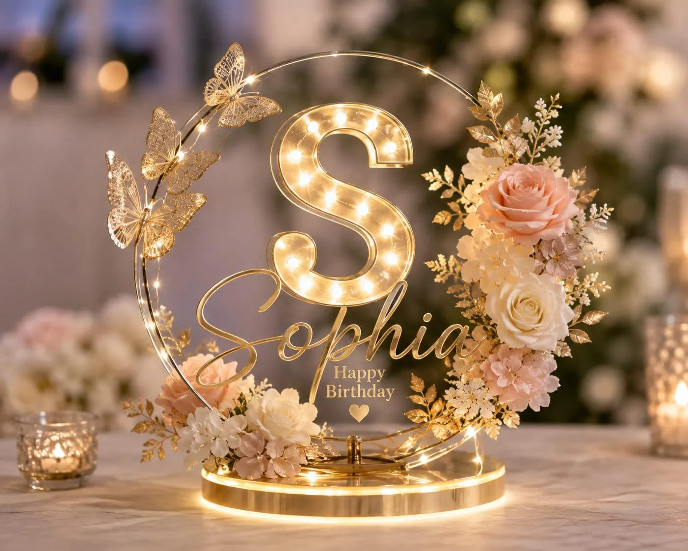 Personalized Birthday Centerpiece | Custom Name & Initial Table Deco